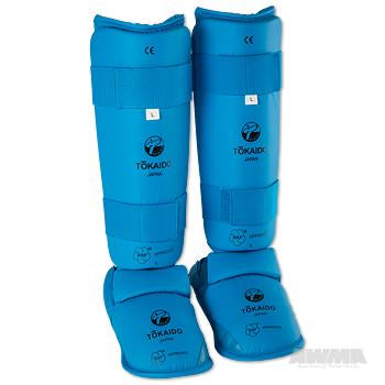 Protege tibias et pieds amovible gel Tokaido WKF bleu 2012-2015