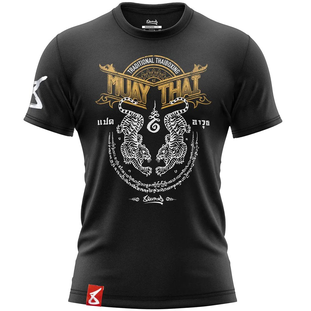 T-Shirt 8 WEAPONS Sak Yant Tigers noir