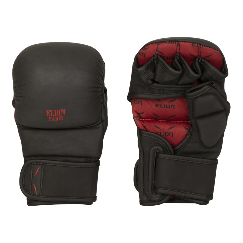 Gants mma sparring noir/rouge cuir Elion
