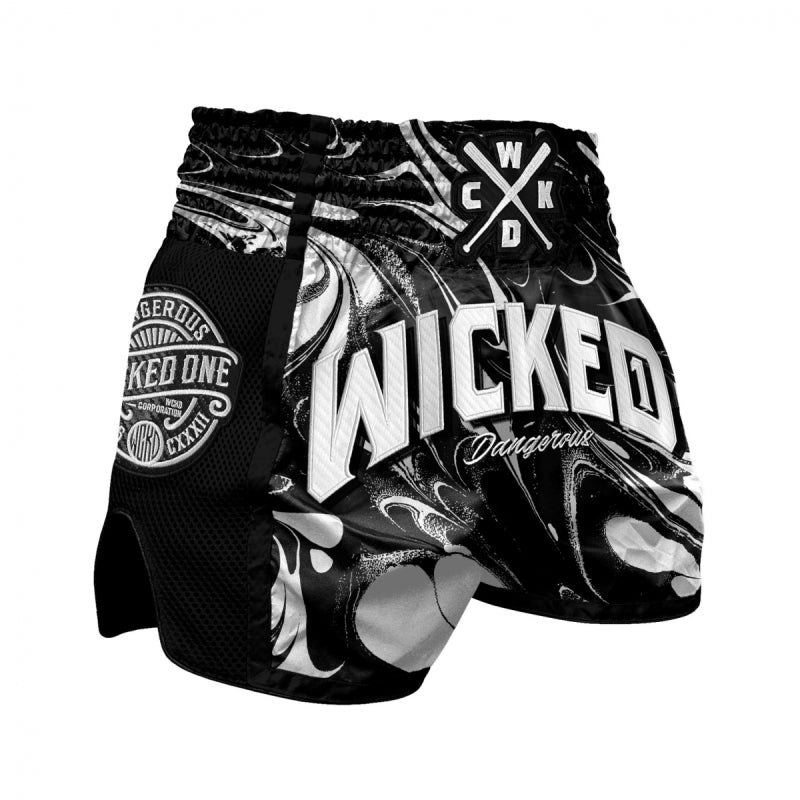 Short muay Thaï WickedOne DANGEROUS NOIR/BLANC