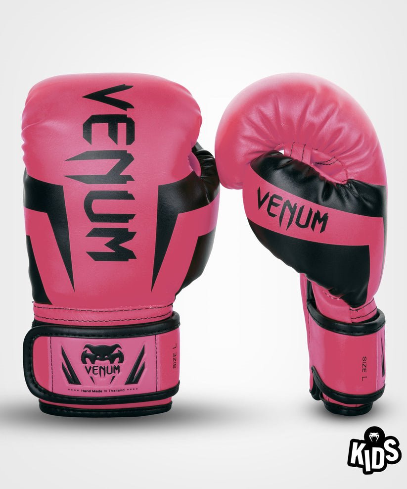 Gants de boxe enfant Venum Elite - Rose fluo