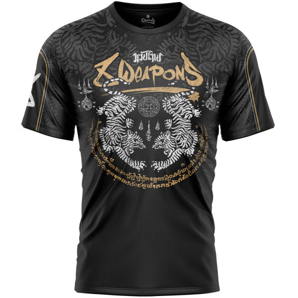 T-Shirt Rashguard 8 WEAPONS Tiger Yant, noir doré