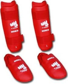 Protège-tibias et pieds amovible Karaté FFKMA Noris rouge