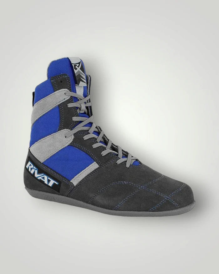 CHAUSSURES DE BOXE FRANÇAISE - TOP GRIS / BLEU