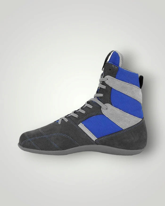 CHAUSSURES DE BOXE FRANÇAISE - TOP GRIS / BLEU