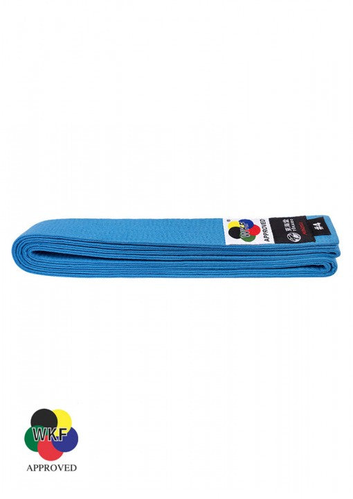 Ceinture de karaté Tokaido WKF bleue cyan