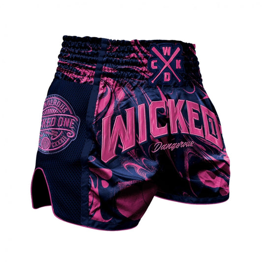 Short muay Thaï WickedOne DANGEROUS NAVY/PINK