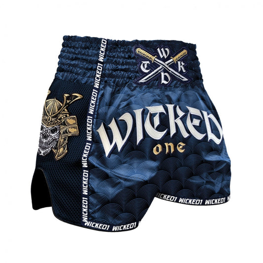 Short muay Thaï WickedOne SAMURAI BLEU