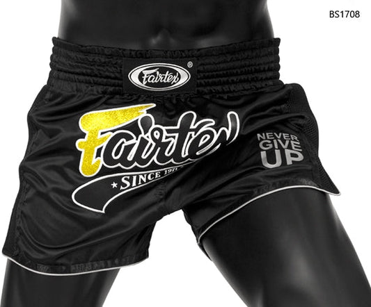 Short muay thai Fairtex Noir marquage Or