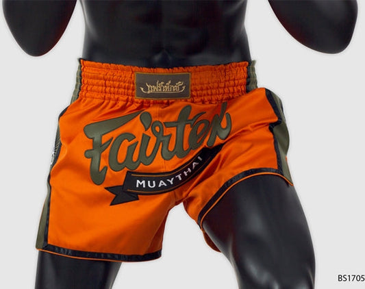 Short muay thai Fairtex Orange marquage vert